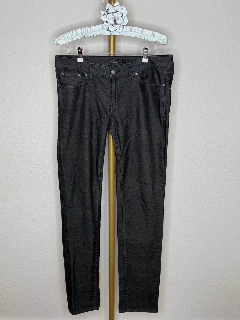 prAna Kara Stretch Jeans Black Tapered Low Rise Size 10/30 Organic Cotton